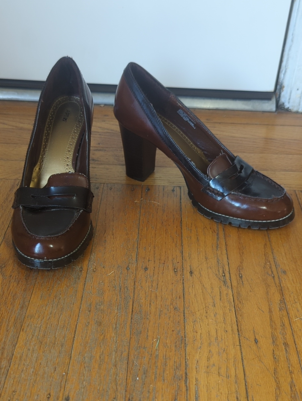 Apt. 9 Brown Two-Tone Block Heel Loafers